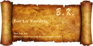 Barta Kerény névjegykártya